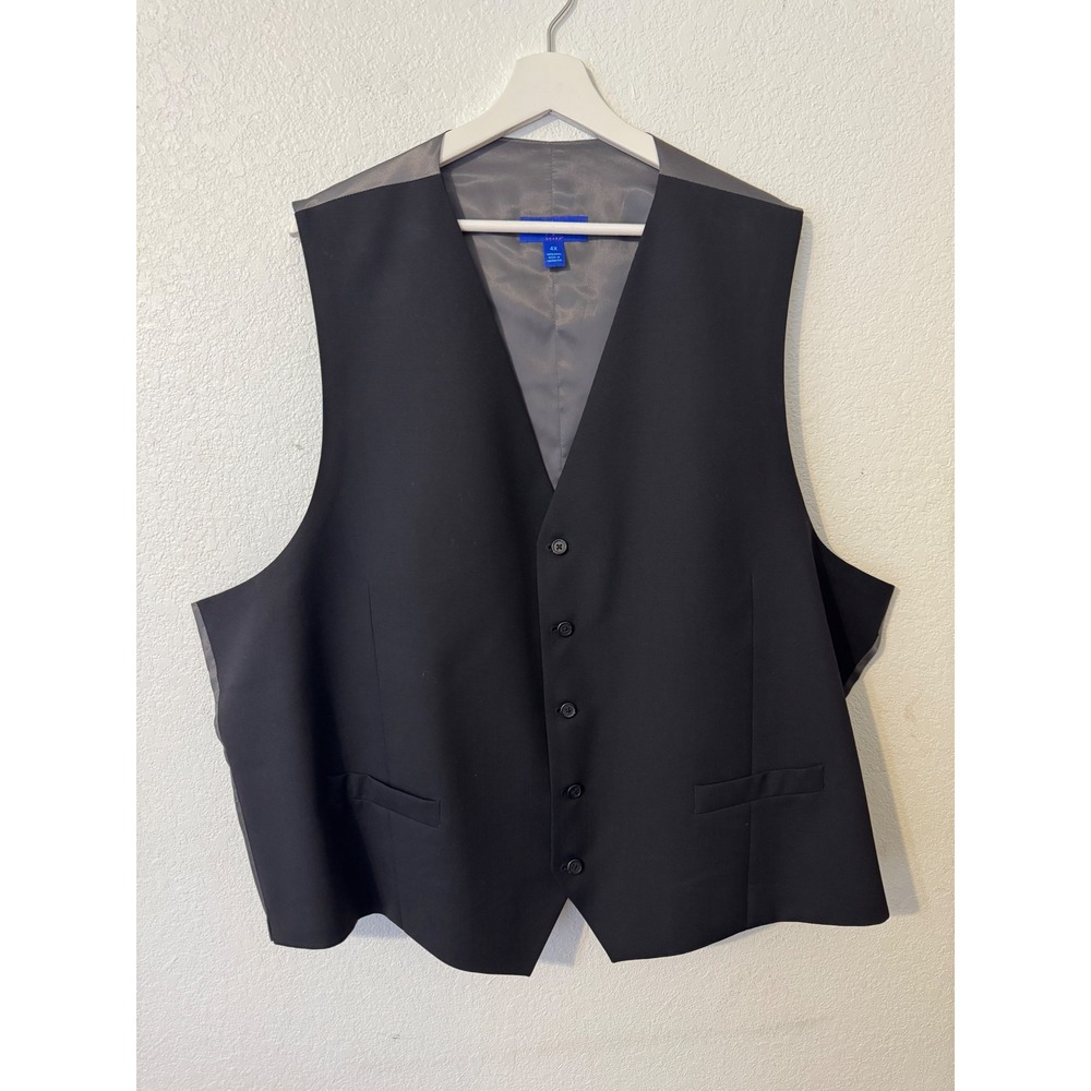 EGARA Men's Black Wool Vest Size 4X Adjustable Back Formal Dress